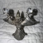 Spoontiques Pewter Wizard With 2 Crystal Balls Silver Metallic Magic Fantasy