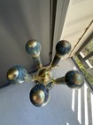 1980s Green Marble And Brass Fireplace Tool Set With Stand - 4 Pieces