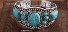 Turquoise Cuff Bracelet Western Boho Silvertone Jewelry