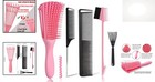 Pink   Black 5pc Detangling Brush Set     Effortless Styling For Thick  Curly Hair