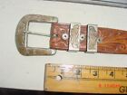 Huge Vintage Western Ranger Belt Buckle Set Tooled Leather Laura Eastman
