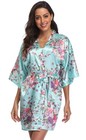 Women Floral Satin Kimono Robes Short Bridesmaid Robe For Getting Ready Weddi   