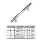 Polished Chrome Modern Cabinet Handles T Bar Pulls Kitchen Hardware Solid Steel