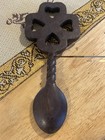 Vintage Hand Carved Walnut Wood Welsh Shamrock Heart Love Spoon