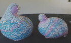 Birds Majolica Figurine Art Decor Hand Painted Pastel Set Of 2