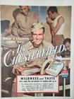 Lot Of 2 Vintage 1943 Chesterfield Print Ad Ephemera Wall Art Decor Crops Corp