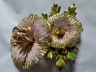 Vintage Gold Tone Pink Flower Brooch Large Floral Statement Pin Retro
