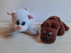 Tonka Pound Puppies Purries Vtg Brown Rumpleskins Puppy White Gray Tabby Cat