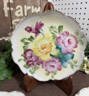 3-flambeau Limoges Hand-painted German Plate With Flowers And Foliage With Gold