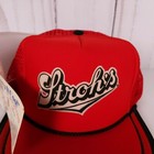 Vintage 1980s Stroh s Beer Mesh Snapback Red Trucker Hat Tap Caps Nos With Coozy