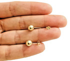 Real 10k Yellow Gold 6mm Polished Round Ball Stud Earrings Butterfly Back- E4050