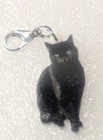 Cat Black Flat Double-sided Acrylic Purse Charm Zipper Pull Jewelry