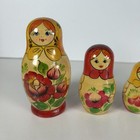 Russian Nesting Dolls Stacking 6 Piece Set Matryoshka Hand Painted Red Flowers