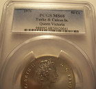 Turks And Caicos Islands  1976 Elizabeth Ii 50 Crowns  Pcgs Ms 68  3 500 Mintage
