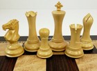 4 Queens Black   Natural Empire Modern Staunton Wood Chess Men Set - No Board
