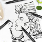 Black Pigment Water-resistant Archival Ink Micro Liners 9 Sizes With Zipper Case