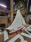 Large Antique Or Vintage Handmade Folk Art Model Sailing Ship 52  Tall 50  Long