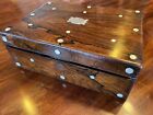 Antique Rosewood   Mop Sewing Box With 44 Implements  Early 19th Century