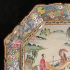 Antique 19th C  Meiji Period Japanese Famille Rose Octagonal Porcelain Plate