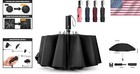 54  Windproof Travel Umbrella  Inverted Folding  Auto Open  Compact  Black