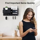 Wall Mount Key Holder With Mail Organizer  100  Paulownia Wood  7 Metal Hooks   
