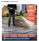 Flexible Pressure Washer Hose 50ft 1 4   3200 Psi  M22-14mm Female Ends  Kink   