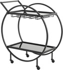 Deco 79 Metal Rolling 2 Mirrored Shelves Bar Cart With Wine Glass Storage