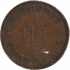 1863 Civil War Token Store Card New York Staudinger s Ny-630-bs2 Ef Uncert  731