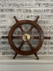 Vintage Brass And Wood Captains Wheel  For Ship 24 Inches In Diameter 