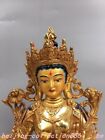 12  Tibet Buddhism Temple Bronze Gilt Green Tara Kwan-yin Goddess Buddha Statue