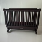 Frontgate Magazine Rack Holder Wood Mahogany Heavy Slatted Albums Newspaper Vtg