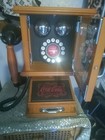 Coca-cola Nostalgic Wall Phone Telephone Real Wood Frosted Glass Hanging Retro