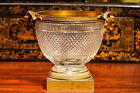 Stunning Antique Gilt Bronze Crystal Centerpiece Oval Floral Flower Bowl