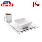 Better Homes   Gardens 16 Piece Square Porcelain Dinnerware Set  White