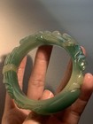58 1mm Top Grade Natural Multi-green Dongling Jade Sculpture hand-carved  panda