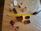 Lot Of 12 Vintage Miniature Wood Furniture Dollhouse Pieces  Knickknacks
