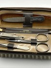 Vintage Leather Manicure Grooming Set With Brush  Leather Western Germany 