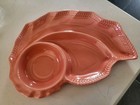 Vtg Hoenig Of Calif California Chip   Dip Snack Tray Divided Mid Century Coral