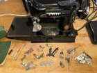 Vintage Singer Featherweight 221-1 Sewing Machine W  Case  Pedal   Accessories