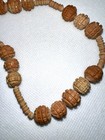 Vintage Asian Hand Carved Wooden Bead Necklace  With An Exotic Flair And Beauty
