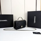 Classic Black Quilted Lambskin Handbag Top Handle Chain Ladies Crossbody Purse