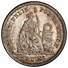 Peru - 1863 Yb 1 2 Dinero Km 189 Pcgs Ms67