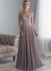 Chiffon Pleated Mother Of The Bride Dress Scoop Neck Appliques Evening Gowns New