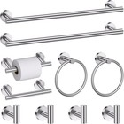 Bathroom Hardware Set Towel Bar Toilet Paper Holder Hooks Stainless Steel New