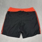 Adidas Shorts Mens L Black Orange 3-stripes Mesh Running Gym Training Pockets