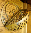 Primitive Rustic 14x12  Gold Metal Woven Hanging Pocket Basket Wall Planter  843
