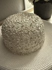 Bridal Women s White Straw Wide Brim Sun Hat  Floral Pattern With Beaded Accents