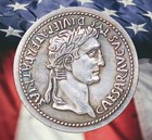 8-10 Ad Large Ancient Roman Coin Emperor Caesar Tiberius - Denarius 36mm