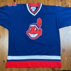 Starter Vintage Cleveland Indians Hockey Jersey Mens Large Chief Wahoo 90 s Mlb