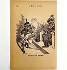 1914 Ww1 Print Waiting For Orders Satire Art Antique Military War Collectible